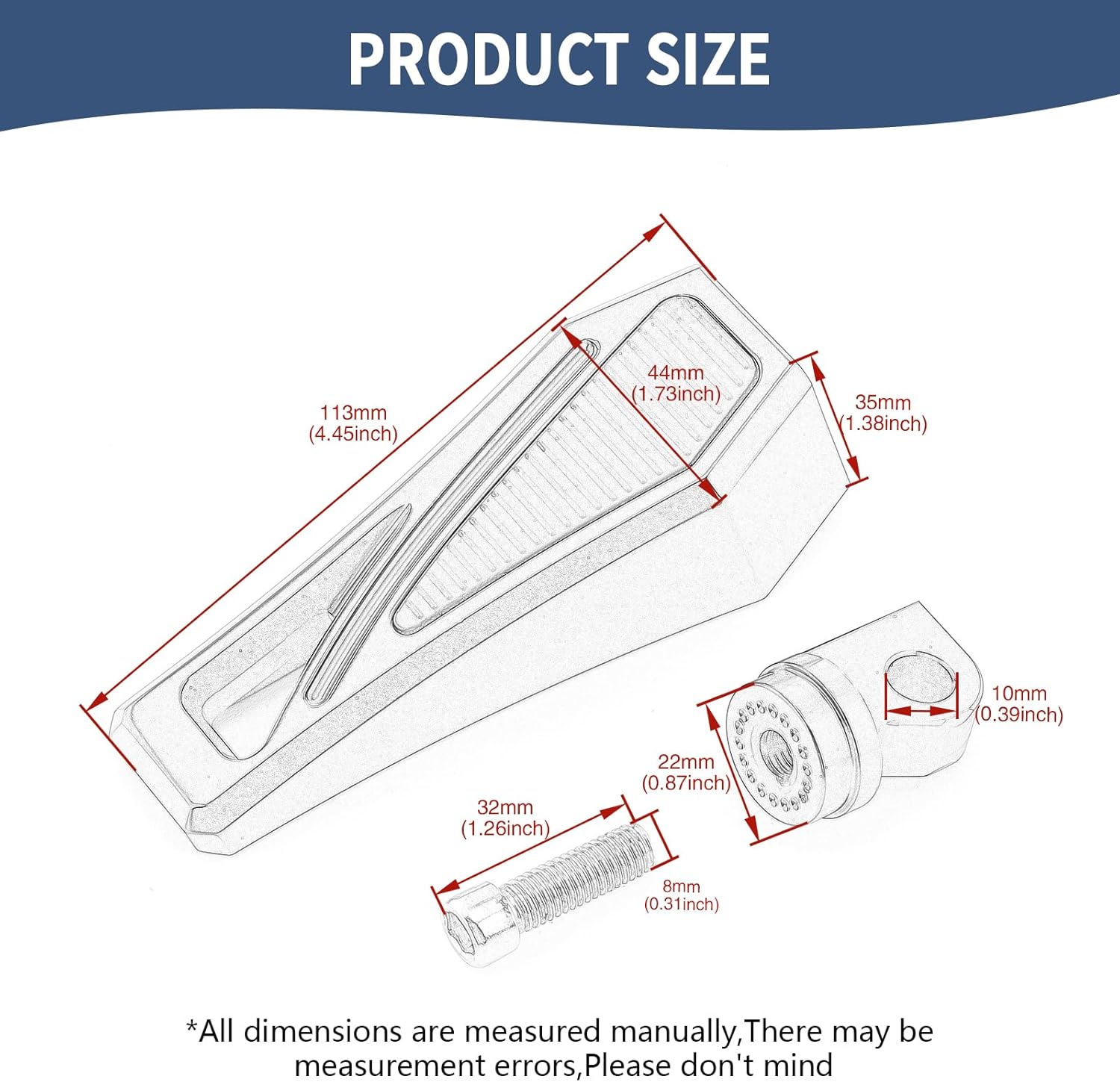 Motorcycle Foot Pegs Phantom Pegs Male Mount Footrest for Harley Dyna Fat Bob Low Rider Touring Road Glide Road King Street Glide Electra Glide Sportster XL 883 Softail Breakout Universal (Chrome)