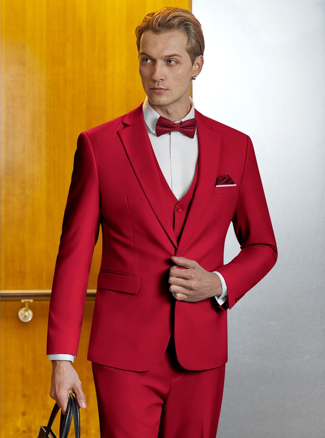 WULFUL Men’s Slim Fit Suit One Button 3-Piece Blazer Dress Business Wedding... - Picture 250 of 257
