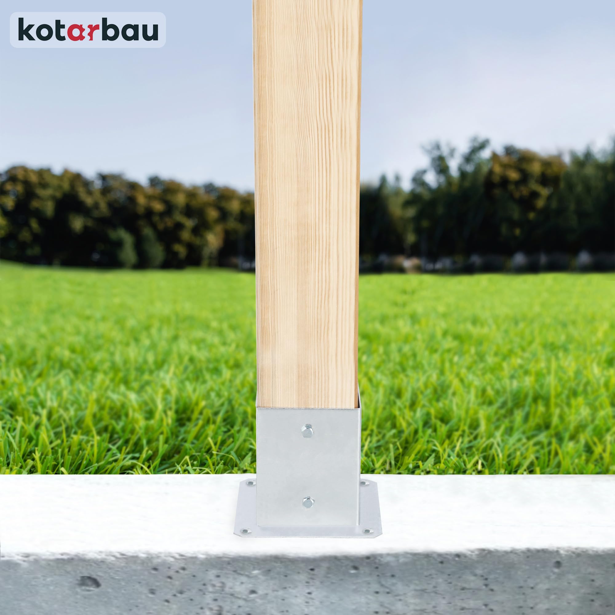KOTARBAU® Set 2 Pezzi Fissaggio Pali Legno - Supporto per Pali in Legno Acciaio Zincato 70 x 70 mm Staffa Travi