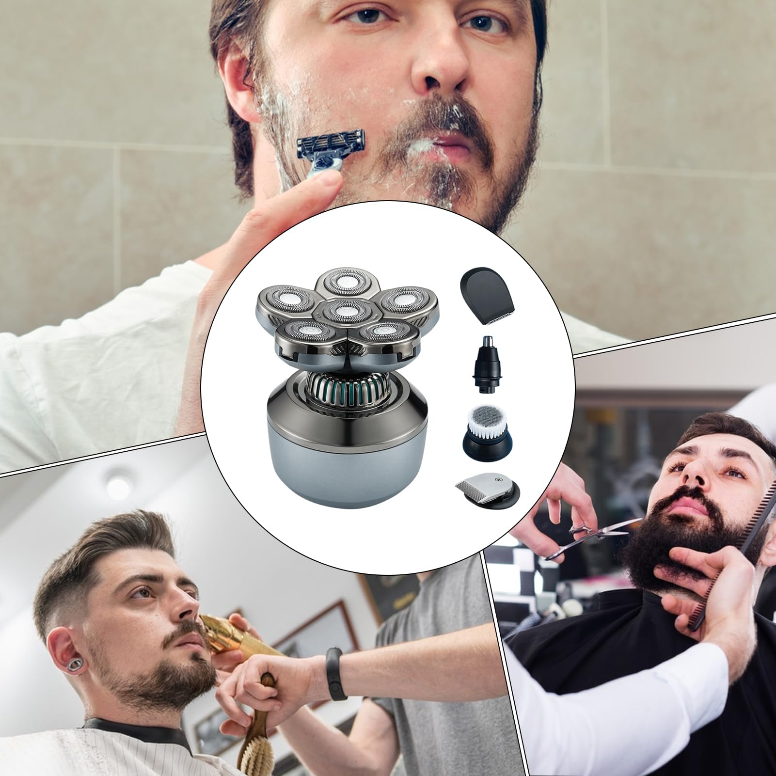 Rasoio Per Testa Calva Rasoio Viso | Rasoio Senza Filo Utilizzabile a Bagnato e Asciutto con per Barba e Corpo, Ideale per Casa, Viaggi e Ufficio
