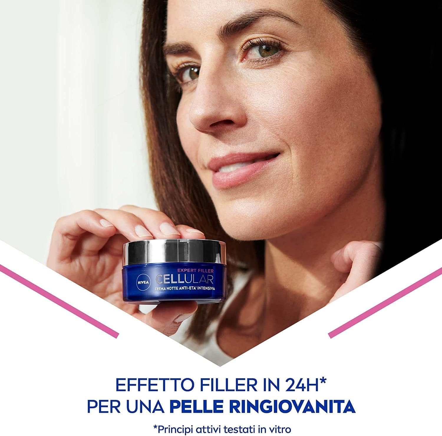 NIVEA CELLULAR EXPERT FILLER Crema Notte Anti-Età Intensiva SPF 15 50ml, Crema viso antirughe rassodante, Crema viso Acido Ialuronico e Acido Folico Puro, Crema viso notte anti-age