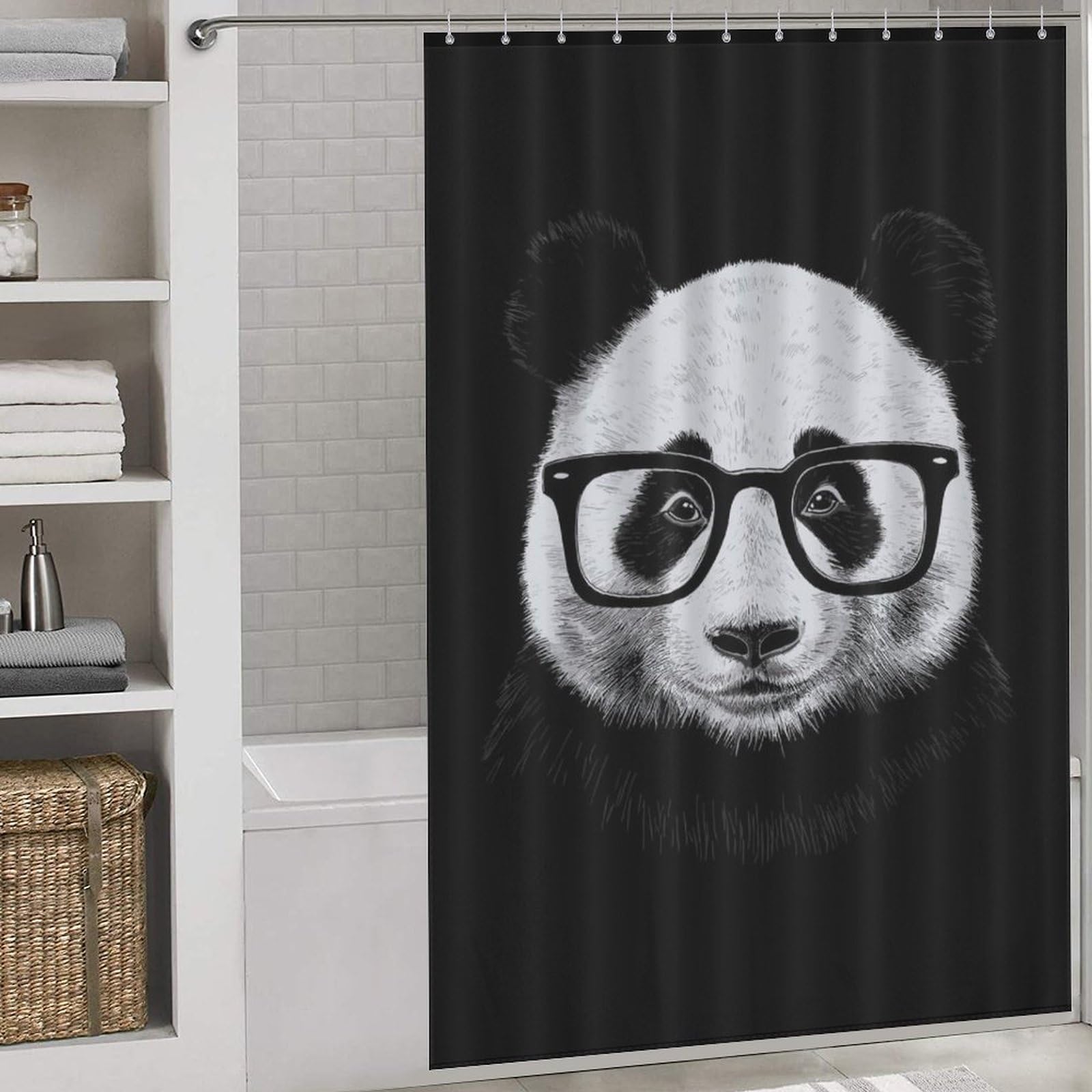 Rideau de douche panda mignon lavable pour maison et caravane 143x180cm