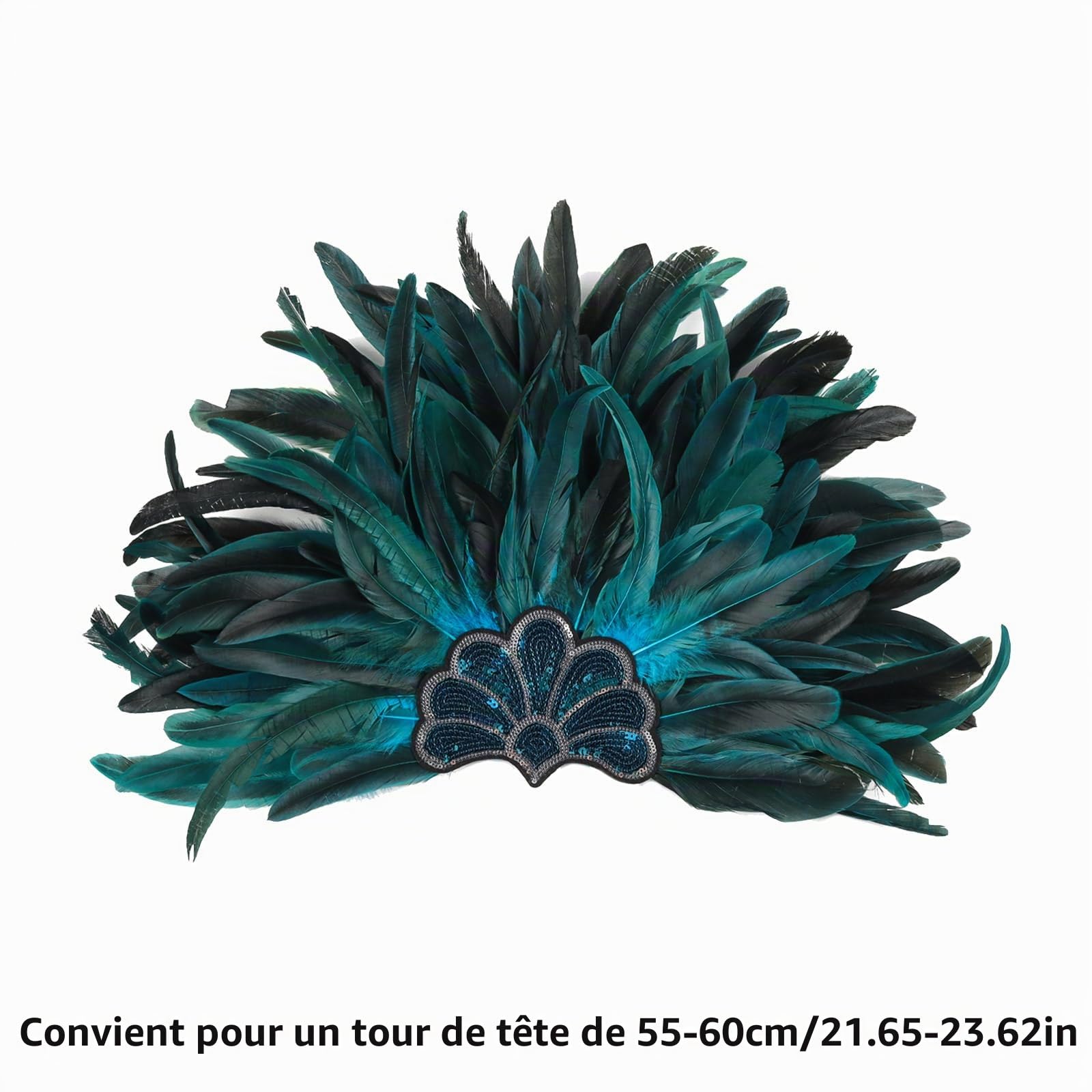 Bandeau à plumes pailletées pour femme avec bande élastique pour carnaval, fête, spectacles et événements spéciaux (comme indiqué)