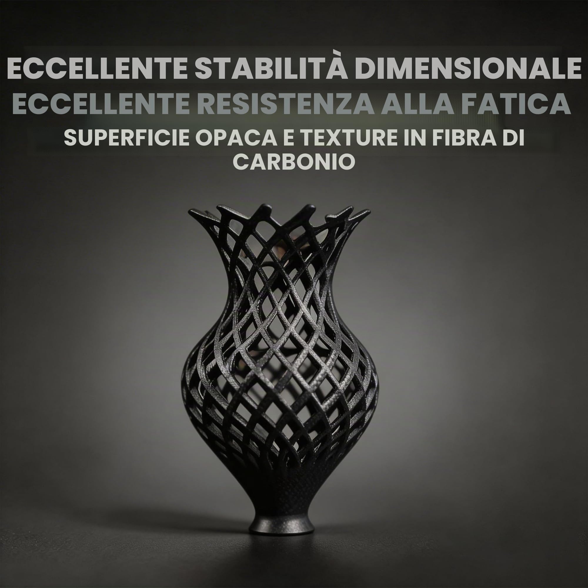 Filamento in polipropilene e fibra di carbonio da 1,75mm, senza deformazioni e senza umidità, compatibile con Bambu LAB, QIDI MAX3, FLASHFORGE Adventurer 5M stampante 3D, 700 g, Nero