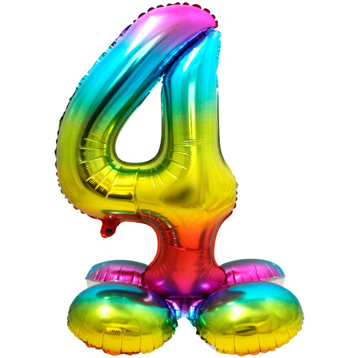 Folat 64294 Foil Balloon Number 4, Rainbow with Base, Costumes