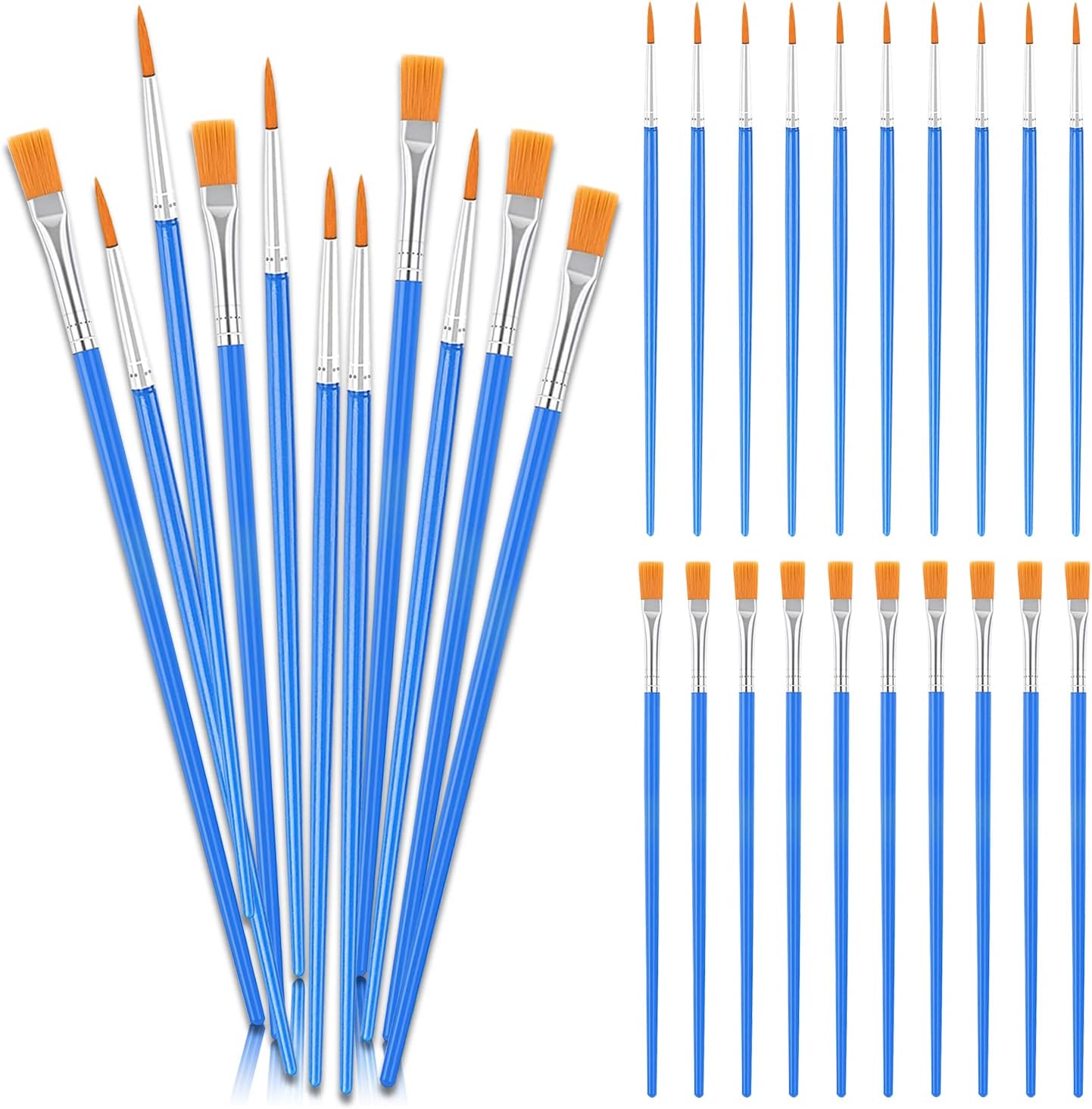 Small Paint Brushes Set, 60 Pcs Flat and Round Brush Kits Students/Starter Acrylic Nylon Hair