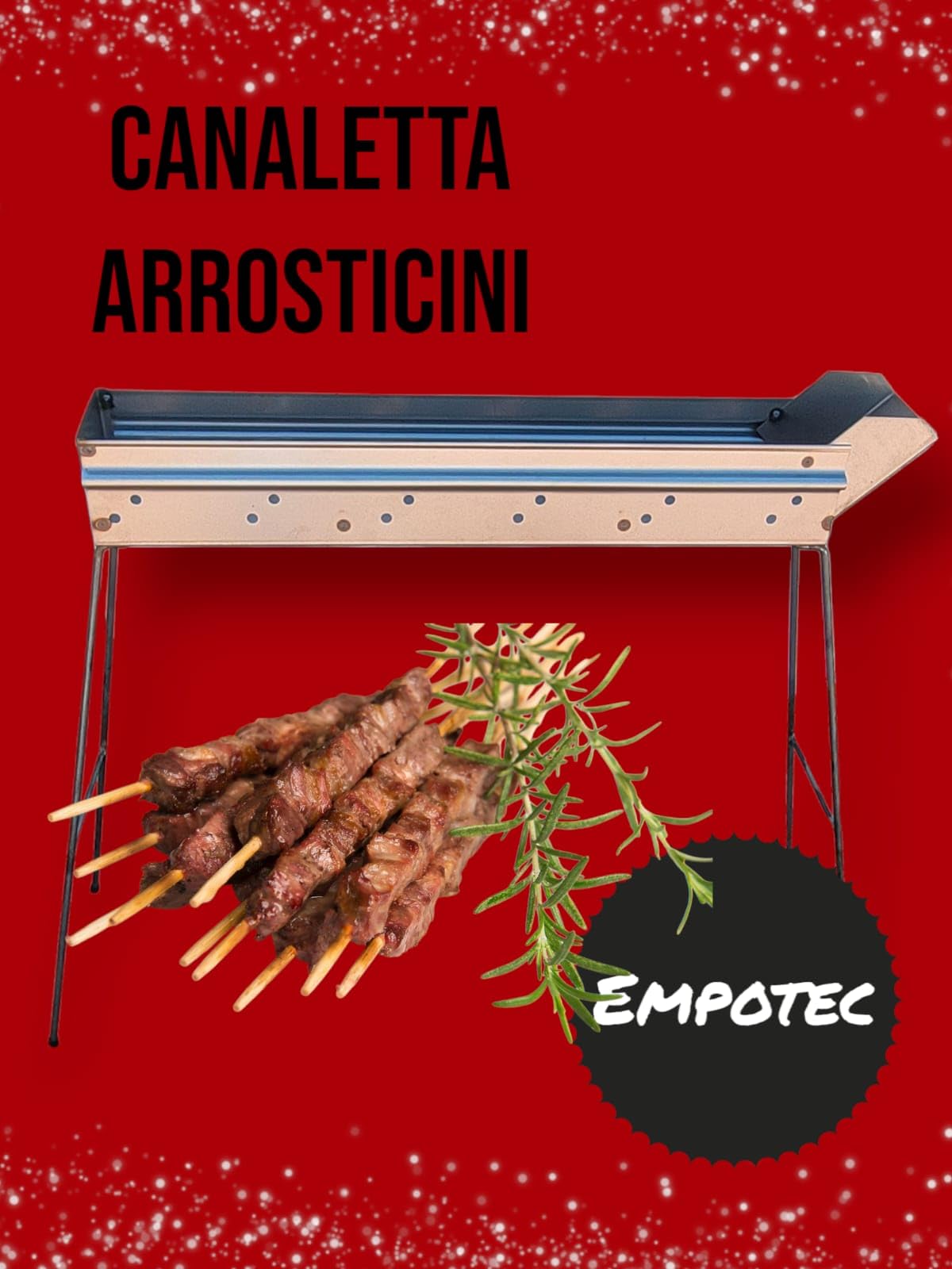 Canaletta Arrosticini Empotec Fornacella a Carbone Cottura Carne Spiedini, Gambe Pieghevoli, Ottimo Materiale Qualità Lunghezza 80cm Colore Grigio Grill BBQ Barbecue Abruzzo MADE IN ITALY