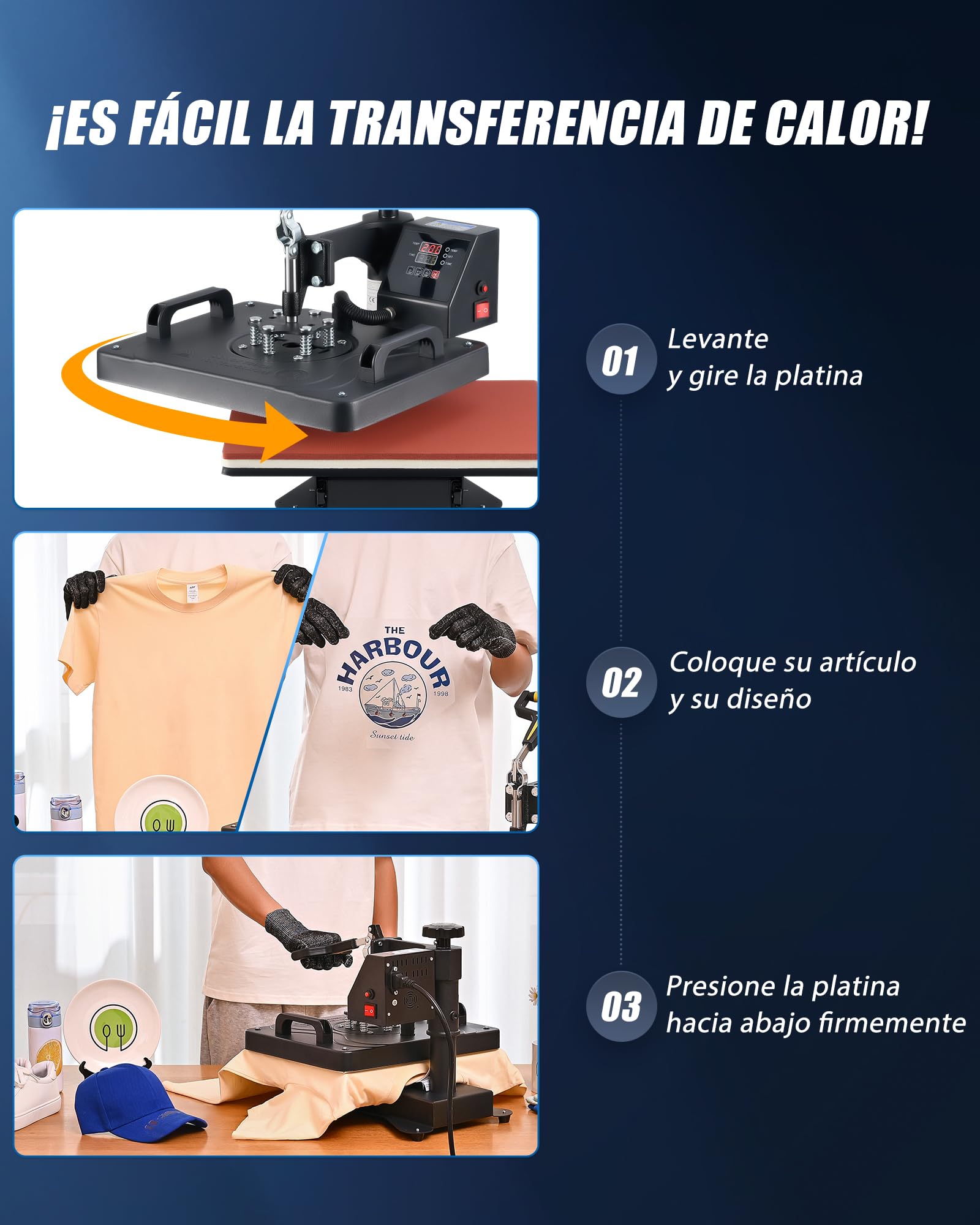 CREWORKS Prensa de Calor 38x30 cm, Maquina de Sublimacion 11 en 1 con Control Digital, Tubos de Calefacción Dual para para Camisetas, Tazas, Sombreros, Platos, Zapatos, Bolígrafo