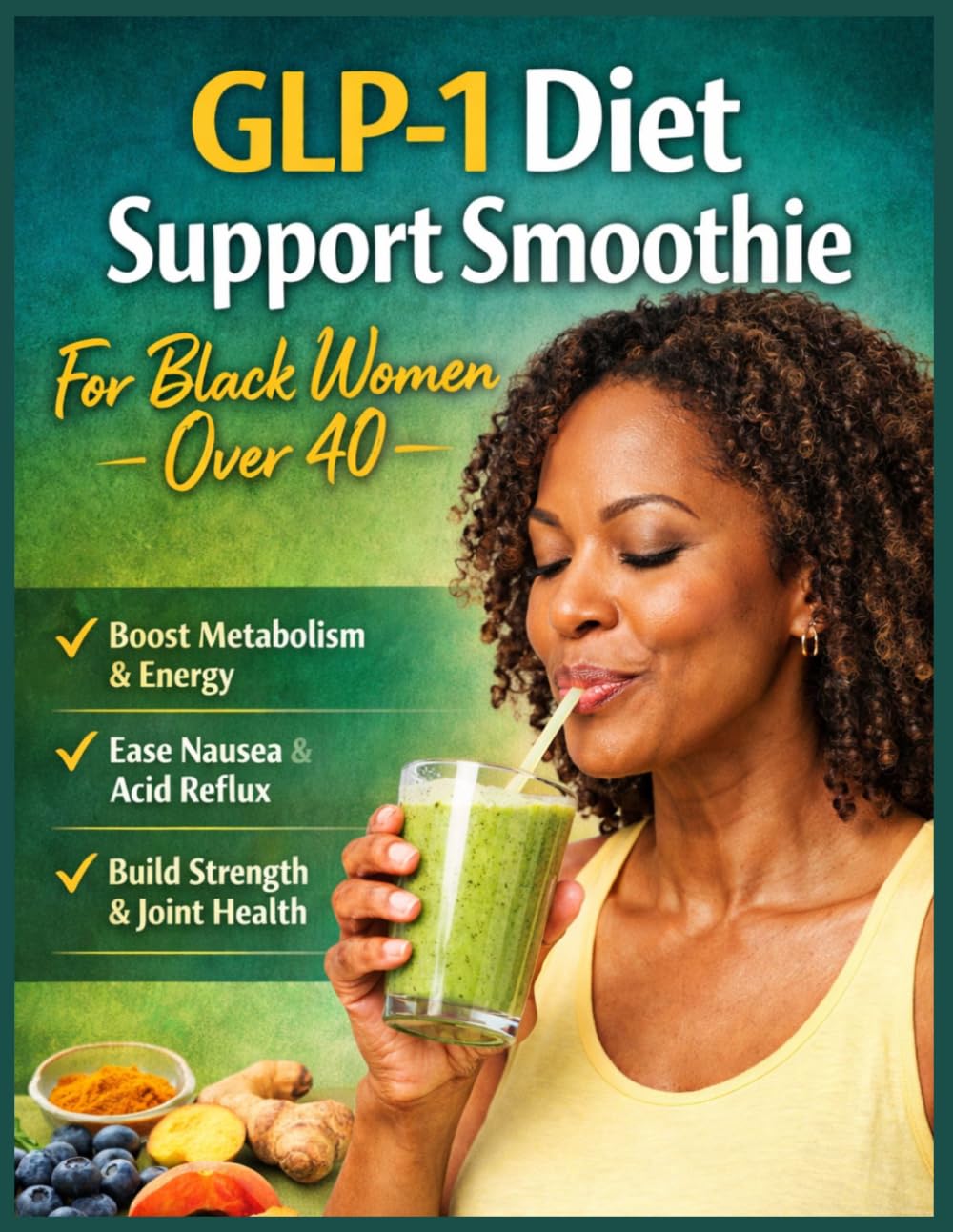 GLP-1 Diet Support Smoothie For Black Women Over 40: Quick 5-Minute Low-Carb Blends for Women to Beat Fatigue, Stop Nausea, Maintain Hair and Skin While Effortlessly Losing Weight on GLP-1 Medications