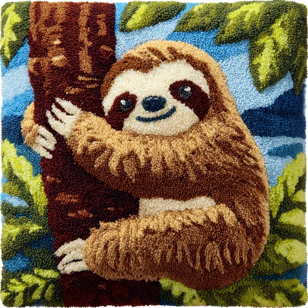 Henypt Latch Hook Cushion Kits, Sloth