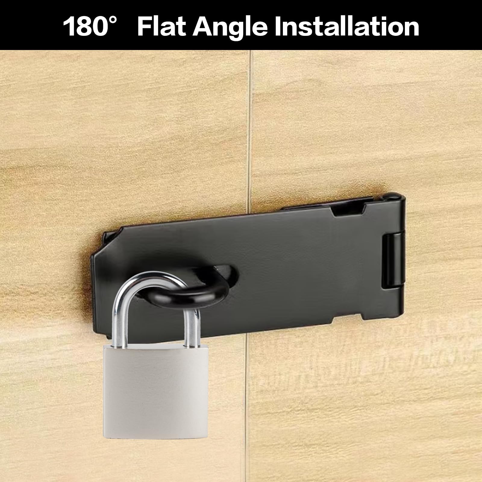 2 Pz Lucchetto Hasp in Acciaio Inox, Chiusura a Viti Hasp, Lucchetto a Gancio di Sicurezza da 127 mm/106 mm per Armadietti, Cancelli, Capannoni, Serratura Porta Interna Esterna (Nero)