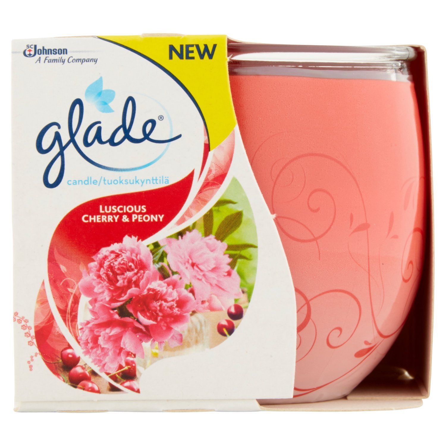 Jar Candle, Scented Candle Infused with Essential Oils, Up to 29 Hour Burn Time, Cherry & Peony, 120g