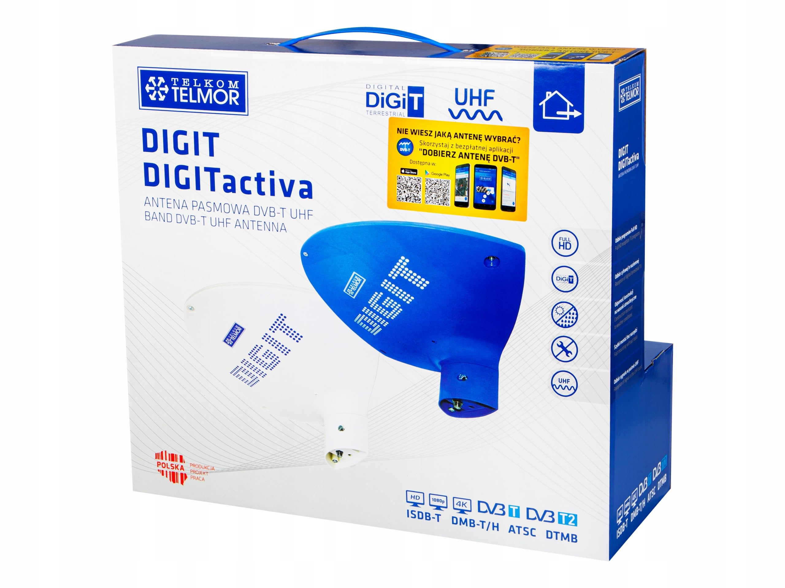 Antena DVB-T Digit Activa niebieska TELMOR