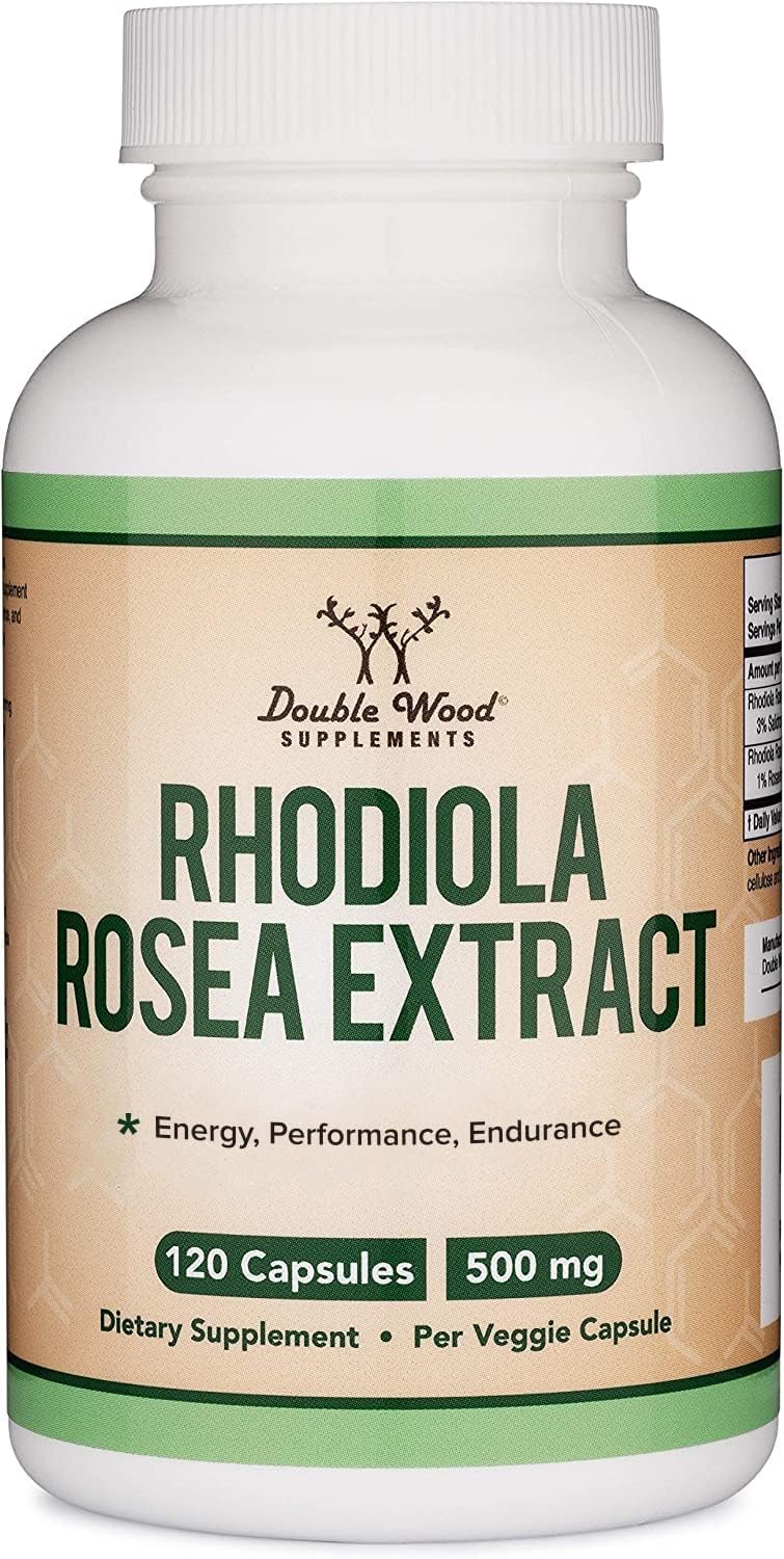 RHODIOLA ROSEA SUPPLEMENT 500MG, 120 VEGAN CAPSULES (THIRD PARTY TEST, GLUTEN FREE, 3% SALIDROSIDES, 1% ROSAVINS EXTRACT) FOR PERFORMANCE, CALMING, MOTIVATION