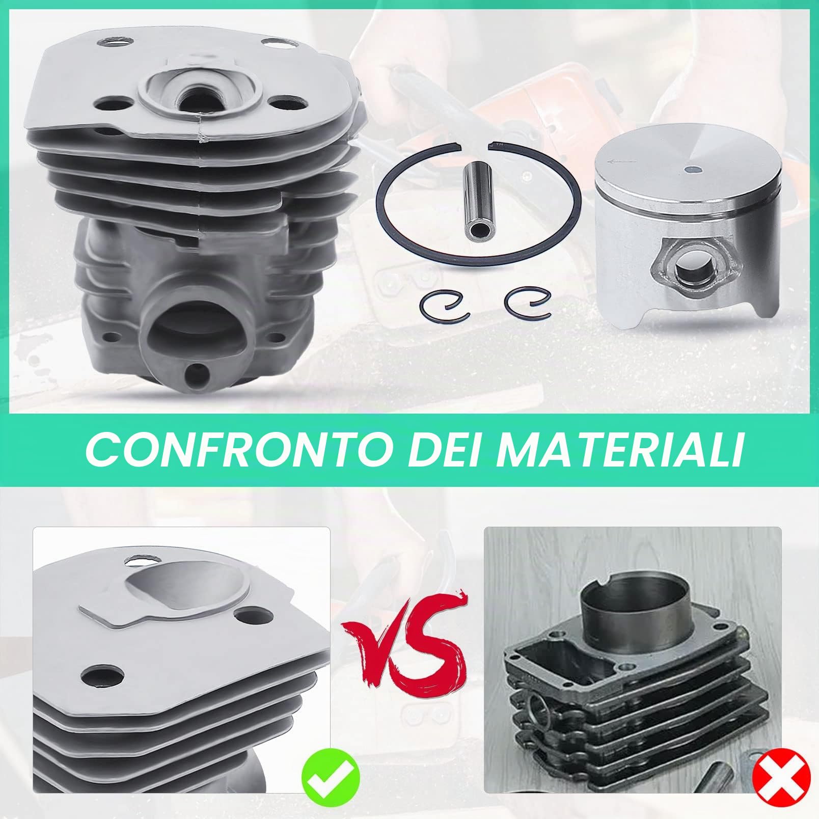44MM Nikasil placcato Motosega Guarnizione pistone cilindro Parti di ricambio Kit per Husqvarna 350 351 353 346XP con collettore di aspirazione Cuscinetto ad aghi Candela