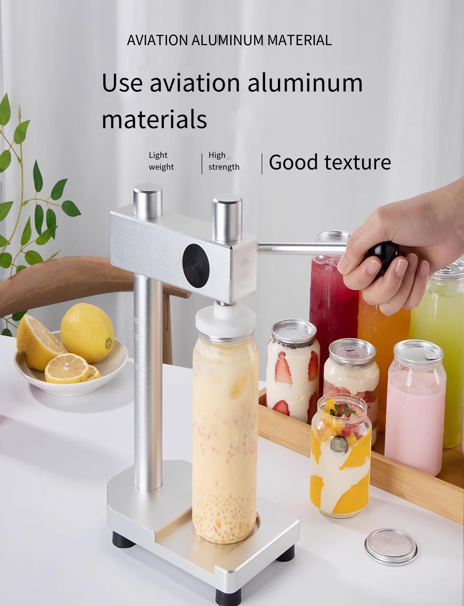 Cerradora manual de latas for frascos y botellas | Herramienta de sellado de aleación de aluminio duradera for uso comercial y doméstico(Grey)
