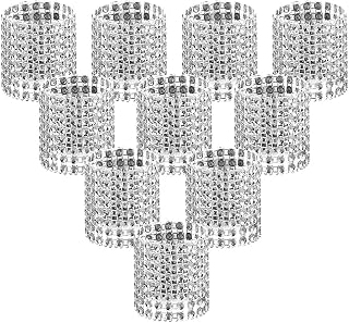 Accmor 100 Pack Silver Napkin Rings with Velcro - Reusable Shiny Rhinestone-Style Buckles for Weddings, Parties, Table Decor