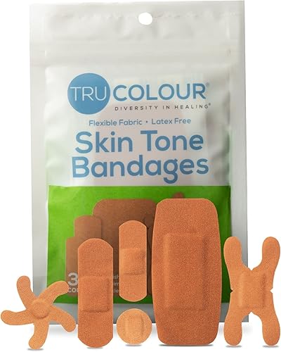 Miniatura 10 de Tru Colour - Vendajes surtidos, vendajes adhesivos de tela flexible, tono de piel beige, bolsa aguamarina, 30 unidades