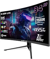 Monitor de jogos curvo de 34 polegadas, monitores de computador Ultrawide 21:9 WQHD 3440×1440 165Hz, 1500R 1ms (MPRT), 125% sRGB, 350nits, FreeSync, HDMI 2.0 x2, DP1.4 x2, montável na parede