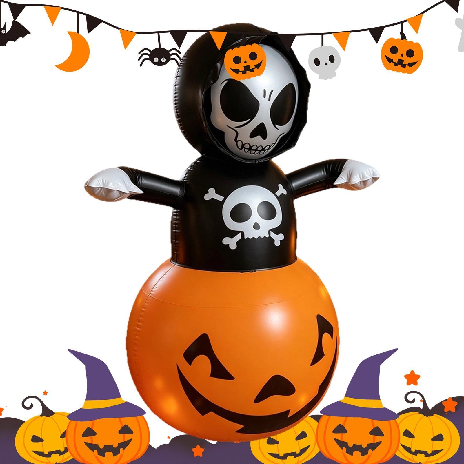 Nadmuchiwane Dekoracje Halloween na Zewnątrz Dekoracja z Czaszką i Dynią | Dekoracje Ogrodowe Halloween na Ganek, Patio, Podwórko, Przyjęcia, Wnętrze, Dom, Dom Strachów, Święta