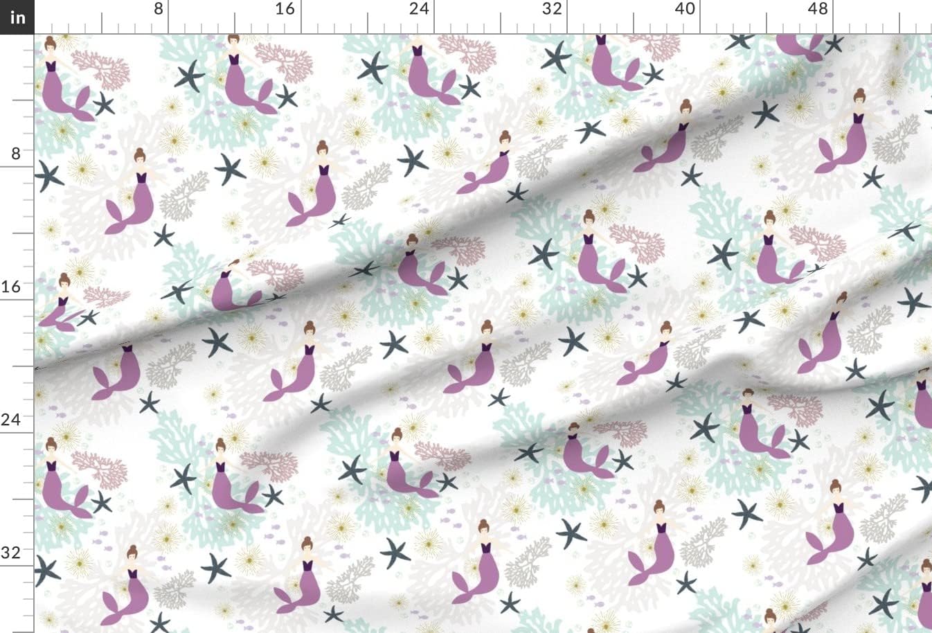 Spoonflower Fabric - Laguna Mermaids Purple Mermaid Girl Printed on Minky Fabric by The Yard - Sewing Baby Blankets Quilt Backing Plush