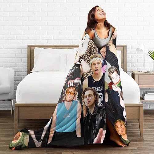 Miniatura 6 de Luke Hemmings - Manta de lana suave y cómoda para sofá, oficina, coche, camping, yoga, viajes, decoración del hogar, acogedora manta de playa de