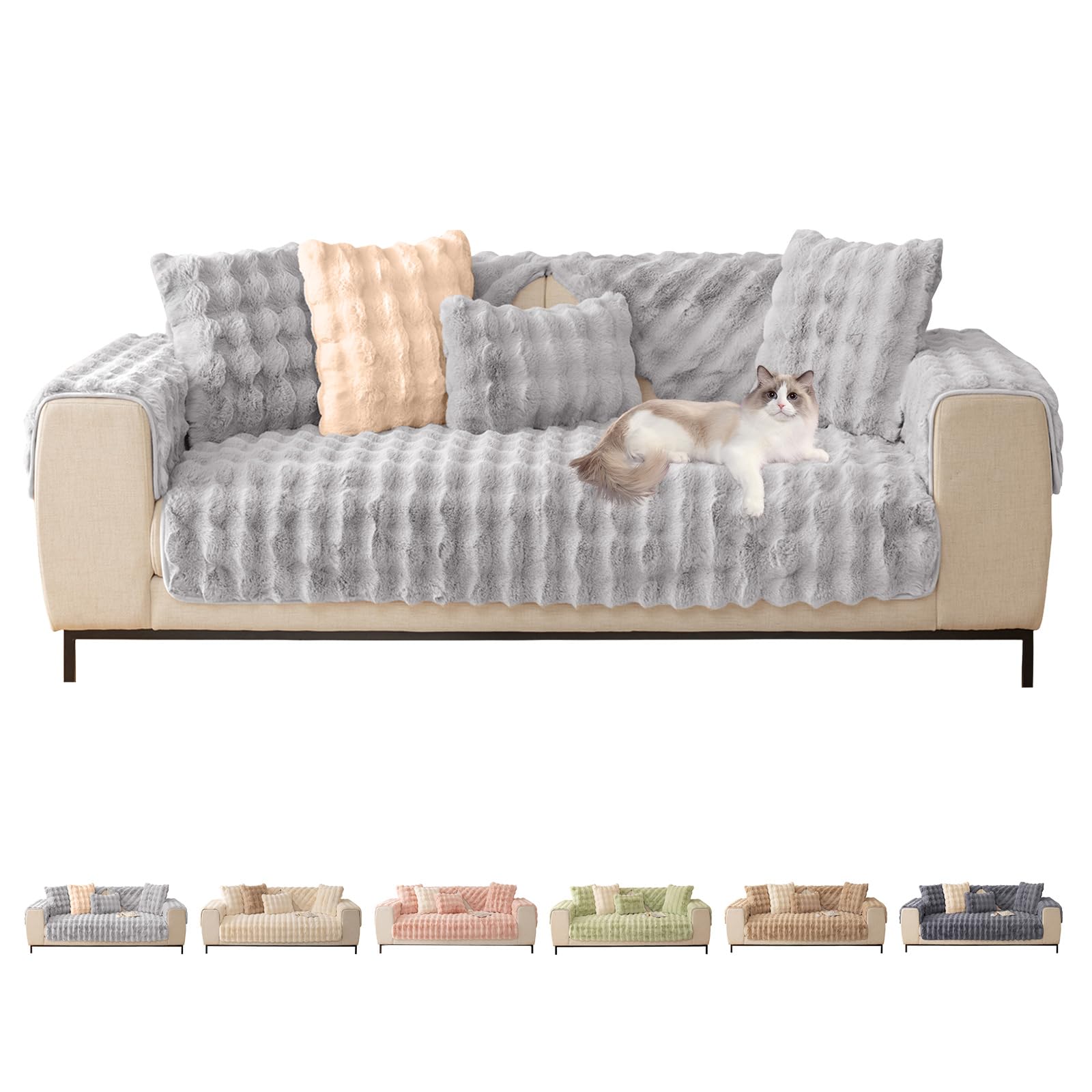 ShowyLive Housse de Canapé d'angle 4/3/2/1 Places Housses Canape Universelle pour Canapé Angle en Forme de L- Doux et Moelleux-Antidérapant (Gris Clair, 90 * 240 CM)