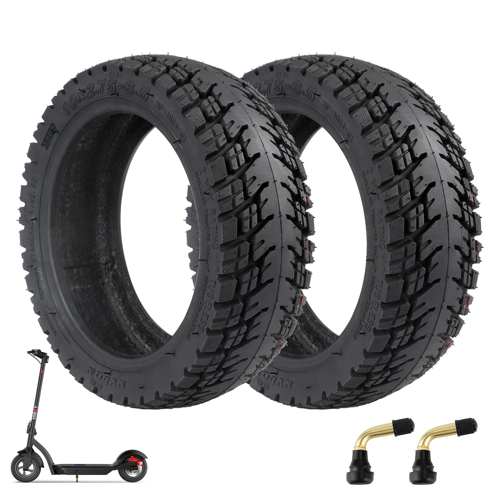 ulip (2 Stück 10x2.75-6.5 Offroad Tubeless Scooter Reifen mit Ventil Reifenersatz für Speedway5 Dualtron 3 Hover-1 Alpha Gotrax G4 Scooter