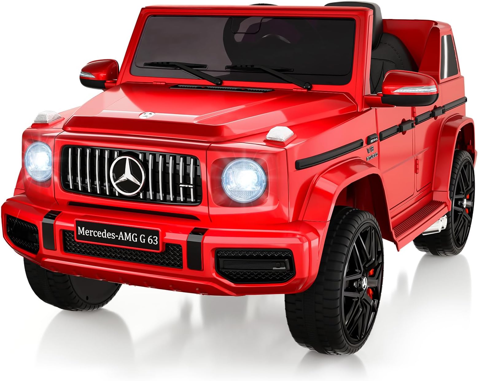 GAOMON 12V Kids Ride on Car, Licensed Mercedes Benz G63 Electric Car w/Remote Control, Music, Spring Suspension, LED Light, Bluetooth, Horn, AUX, Safety Lock Battery Powered Electric Vehicle, Red
