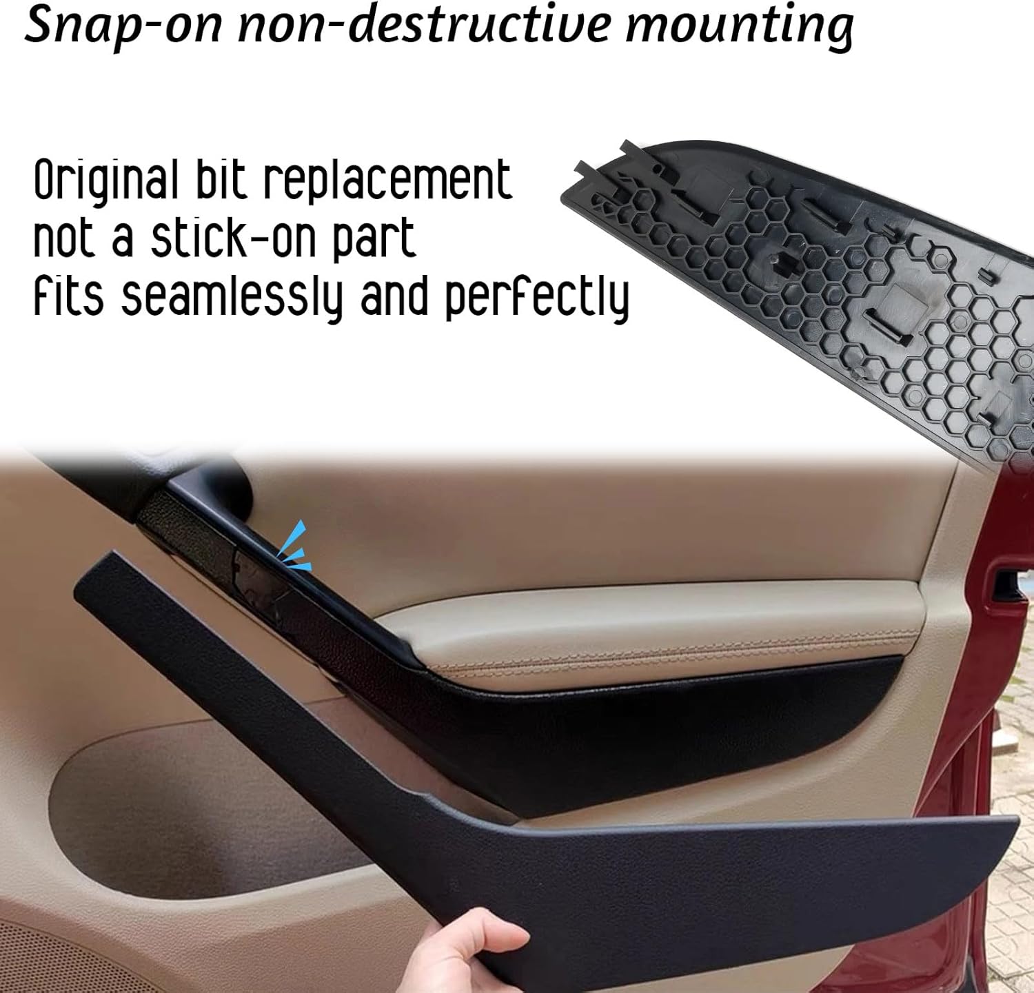 2pcs Replacement Left/Right Inside Door Armrest Handle Trim Cover for Volkswagen Golf 6 Sedan GTI MK6 2009-2014 Door Pull Handle 5K4868039A 5K4868040A (Black)