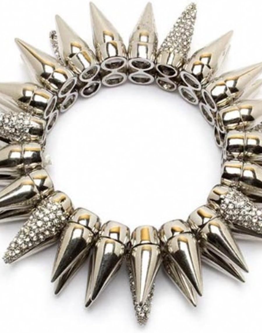 Roxana's Double Row Silver Spike Stretch Bracelet - As Seen On Pix 11