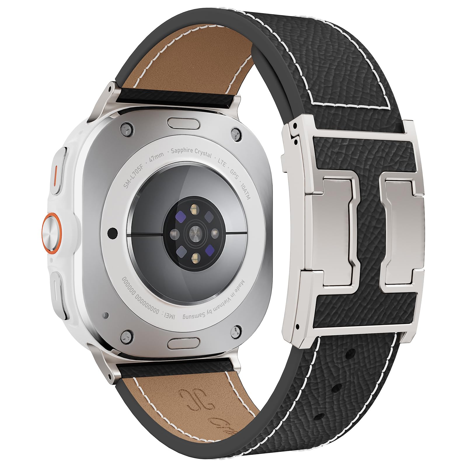 Magnetic Leather Band Compatible with Samsung Galaxy Watch Ultra Bands 47mm (2025/2024), Leather Replacement Strap with Magnetic Buckle for Men Women