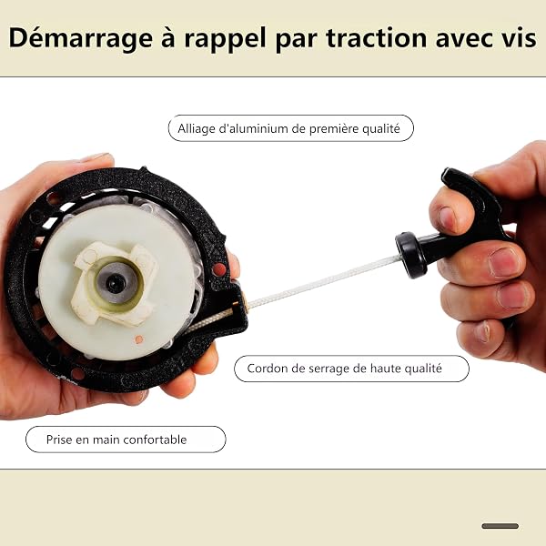 Démarreur à rappel en alliage d'aluminium pour 40/44-6 2 temps 47cc 49cc Mini Moto Chopper ATV Quad, Démarreur Nylon Mini Easy Pull avec Vis Noir - 3