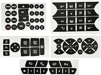 Car Button Decals Interior Stickers for Mercedes Benz W204 C250 C350 E-Class 2008-2014 AC Radio Steering Wheel Air Conditioner Number Door Repair Sticker Kit