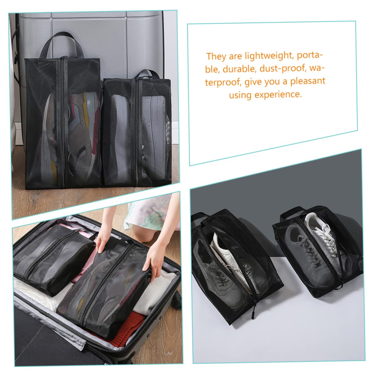 LIFKOME 3er-Set Schuh-Tragetasche Für Damen Tragbar Netz-Aufbewahrungstasche Reisezubehör Für Schuhe Handtasche 2 Stück X 3