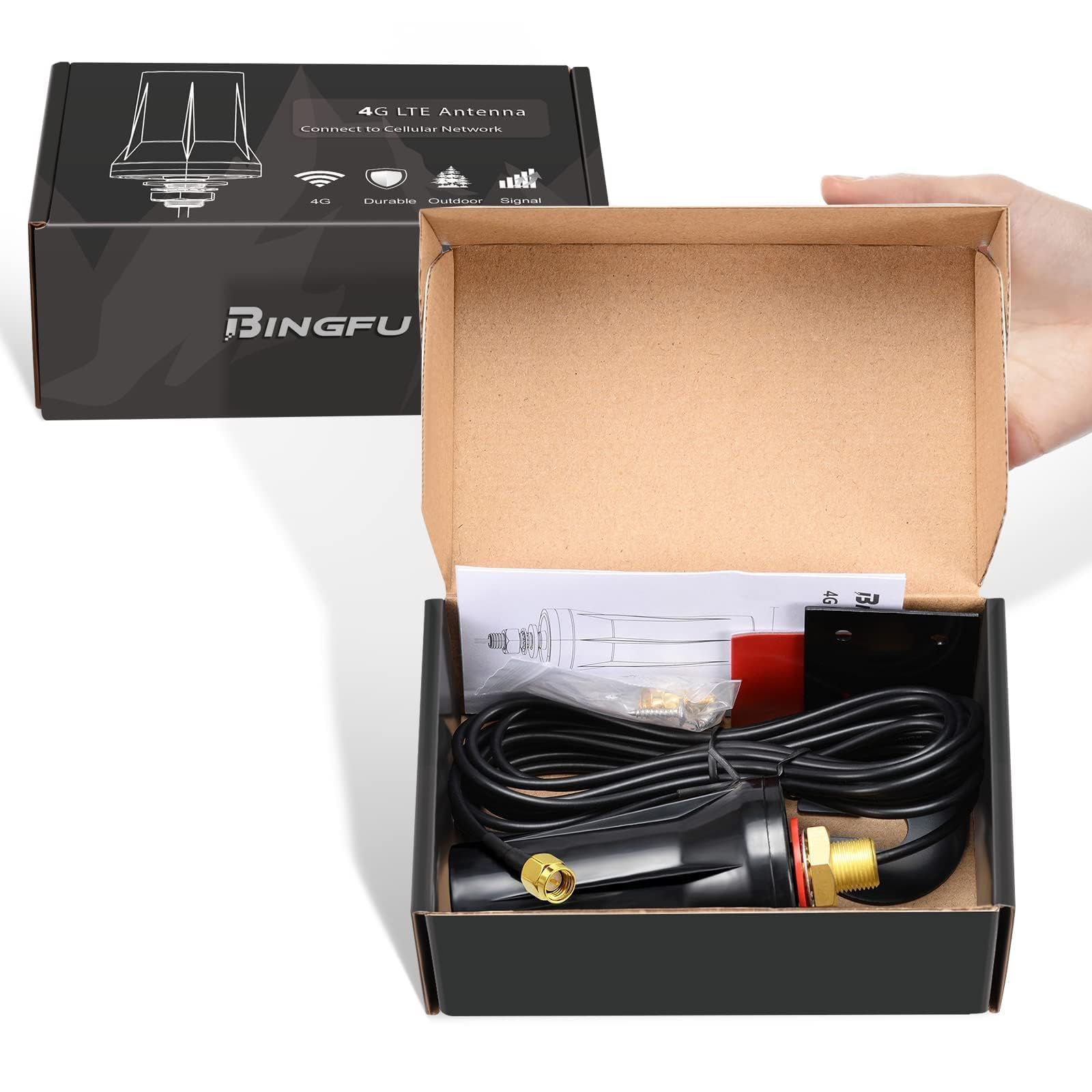 Bingfu Antenne 4G LTE Exterieur SMA Mâle Mimo 5dBi Omnidirectionnelle Étanche Imperméable 3m Câble pour 4G LTE 3G GSM Routeur Camera Chasse Caméra Sentier Moniteur d'Énergie