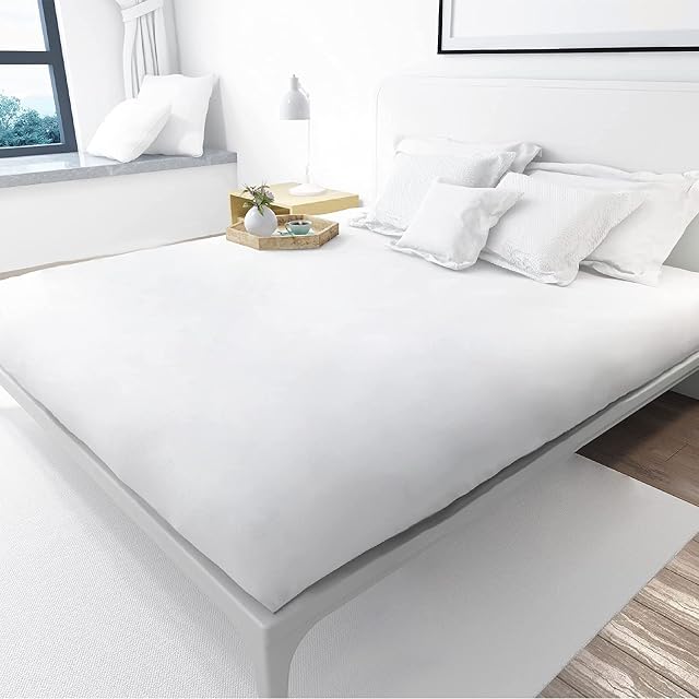 Fabriza 100% Egyptian Cotton High Thread Count White Single Fitted Sheet 30 CM, Comfortable, Soft Breathable Fitted Bed Sheets Single, Anti-Allergy, Bed Bug Proof, Elastically Fit Your Mattress