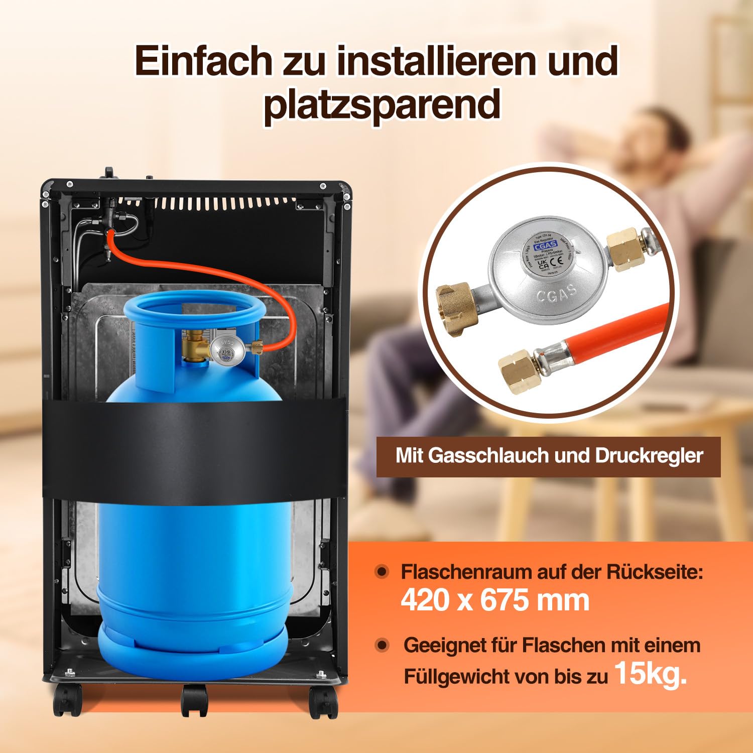 Grzejnik gazowy 4200 W, na podczerwień, 3 stopnie ogrzewania