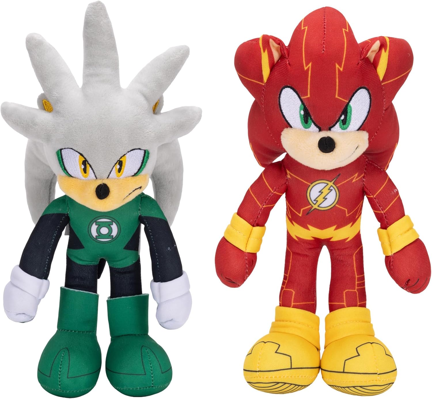 Sonic The Hedgehog DC Comics Sonic as The Flash and Silver as Green Lantern 9” Plush 2-Pack