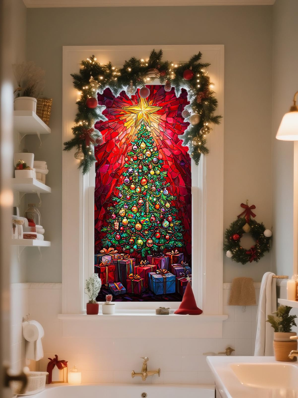 Vinilos para Cristales 45x100cm (3PCS) Ornamento De Navidad Vinilo Adhesivo Cristal Translucido,Vinilos Adhesivos para Cristales,Vinilo Ventana,Mampara Ducha,Window Film Anti UV
