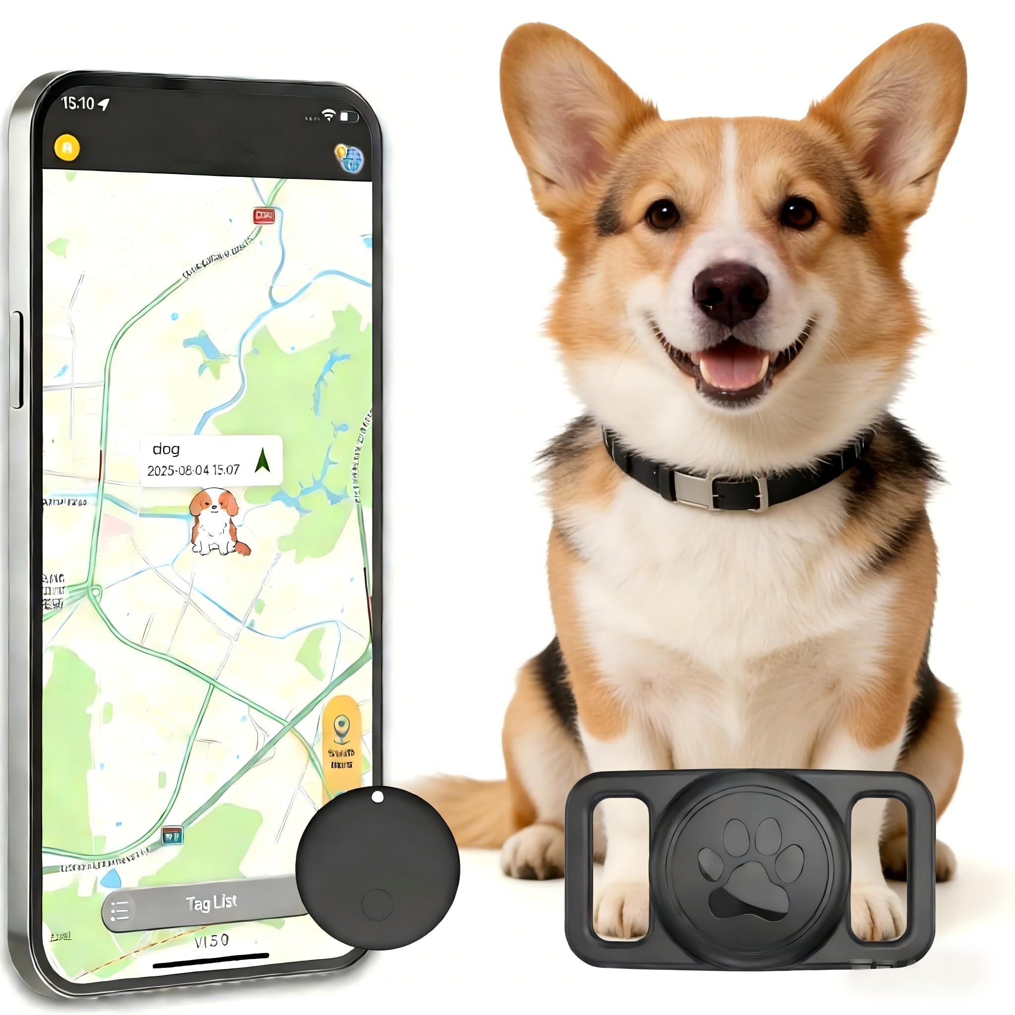 Pet Tracker,GPS Collar for Dogs (iOS Only) Smart tag,Waterproof Compatible with Apple Find My,No Monthly Fee,Advanced Tracking Solution Smart Collar for Pet Safety Ideal Small Large Dogs
