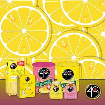 4C Powdered Drink Mix Canister, Lemonade 6 Pack, 9 Quarts, Family Sized Bin, Thirst Quenching Flavors
