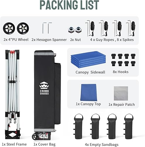 Miniatura 77 de CROWN SHADES Tienda de campaña desplegable con toldo instantáneo comercial de 10 x 10 pulgadas con bloqueo central