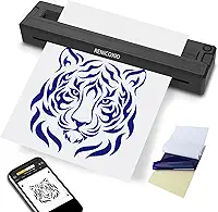 Impressora de estêncil de tatuagem para iniciantes e artistas, máquina de transferência térmica sem fio com 10 papéis térmicos, suporta Android, iOS, Windows, MacOS, funciona com celular e