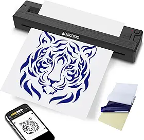 Impressora de estêncil de tatuagem para iniciantes e artistas, máquina de transferência térmica sem fio com 10 papéis térmicos, suporta Android, iOS, Windows, MacOS, funciona com celular e