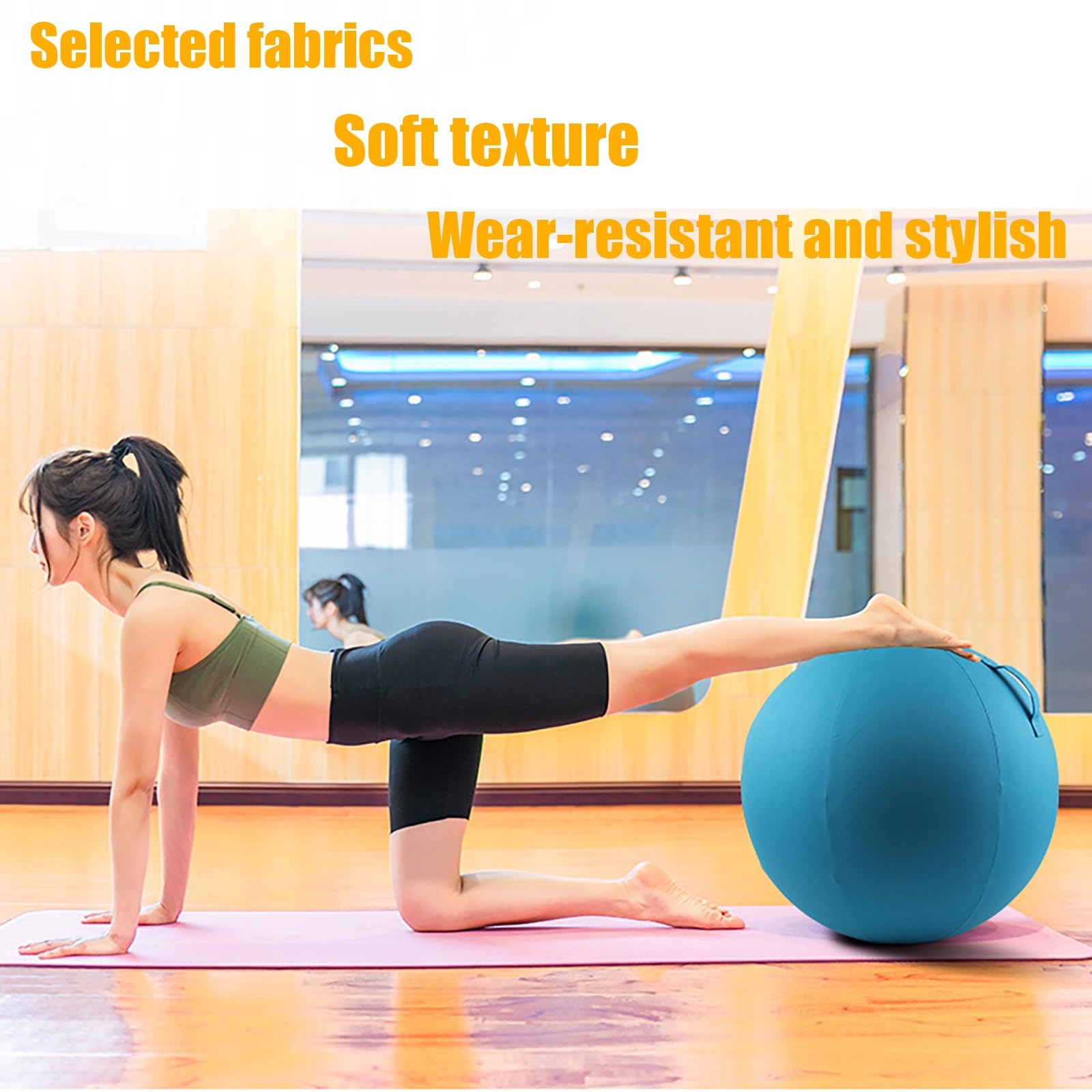 Funda para Silla con Pelota de Ejercicio de 65 cm, Funda para Pelota de Yoga Pilates, Funda para Asiento de Pelota de Equilibrio, Funda de Tela Plegable