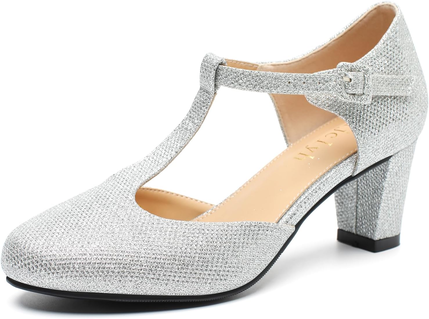 Women's T-Strap Mary Jane Shoes Closed Toe Block Chunky Heels Vintage Casual Dressy Pumps for Work Wedding Party