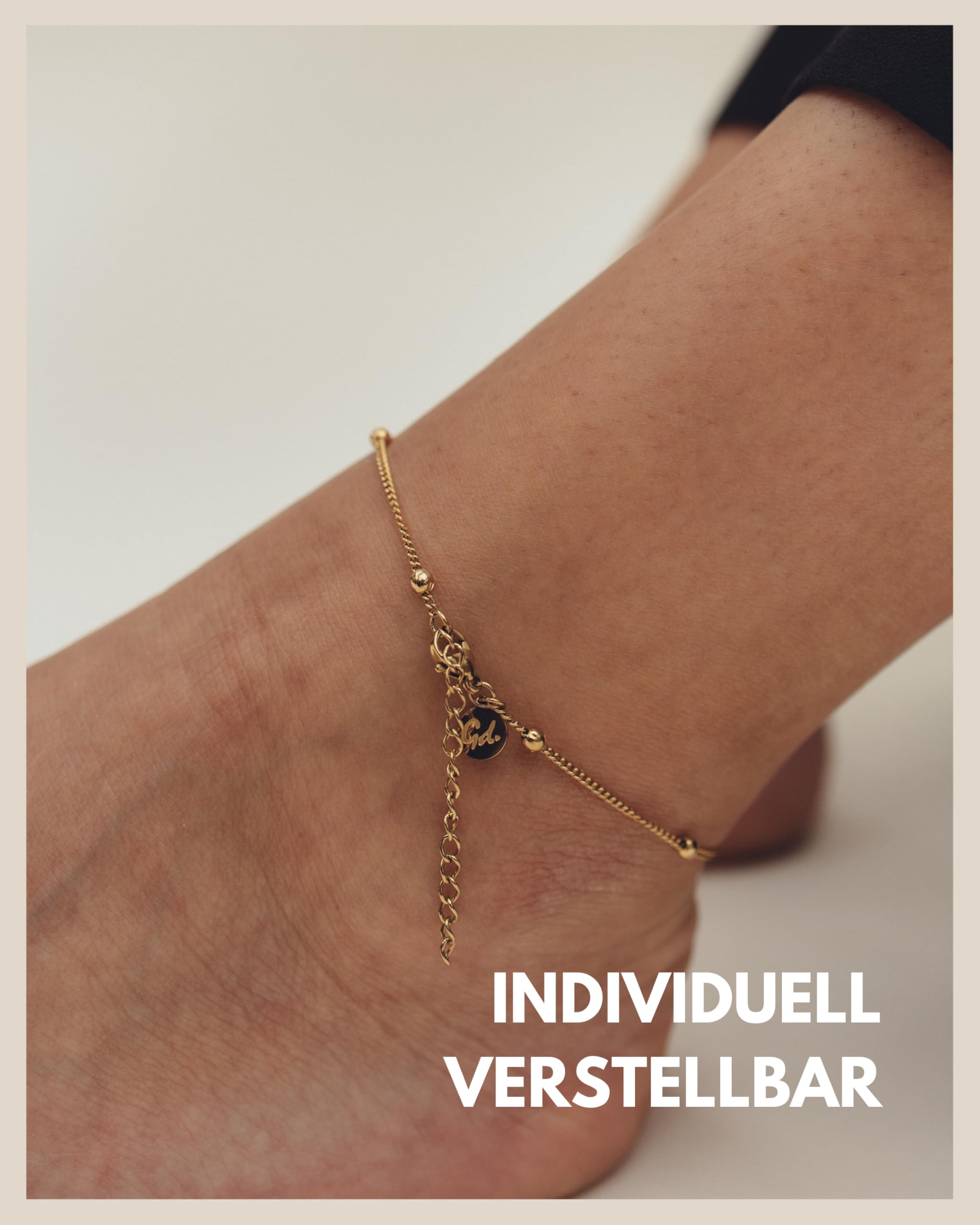 Fußkettchen für Damen Silber - Wasserfest - Fußkette mit kleinen Perlen Dots - Frauen Edelstahl Fußschmuck