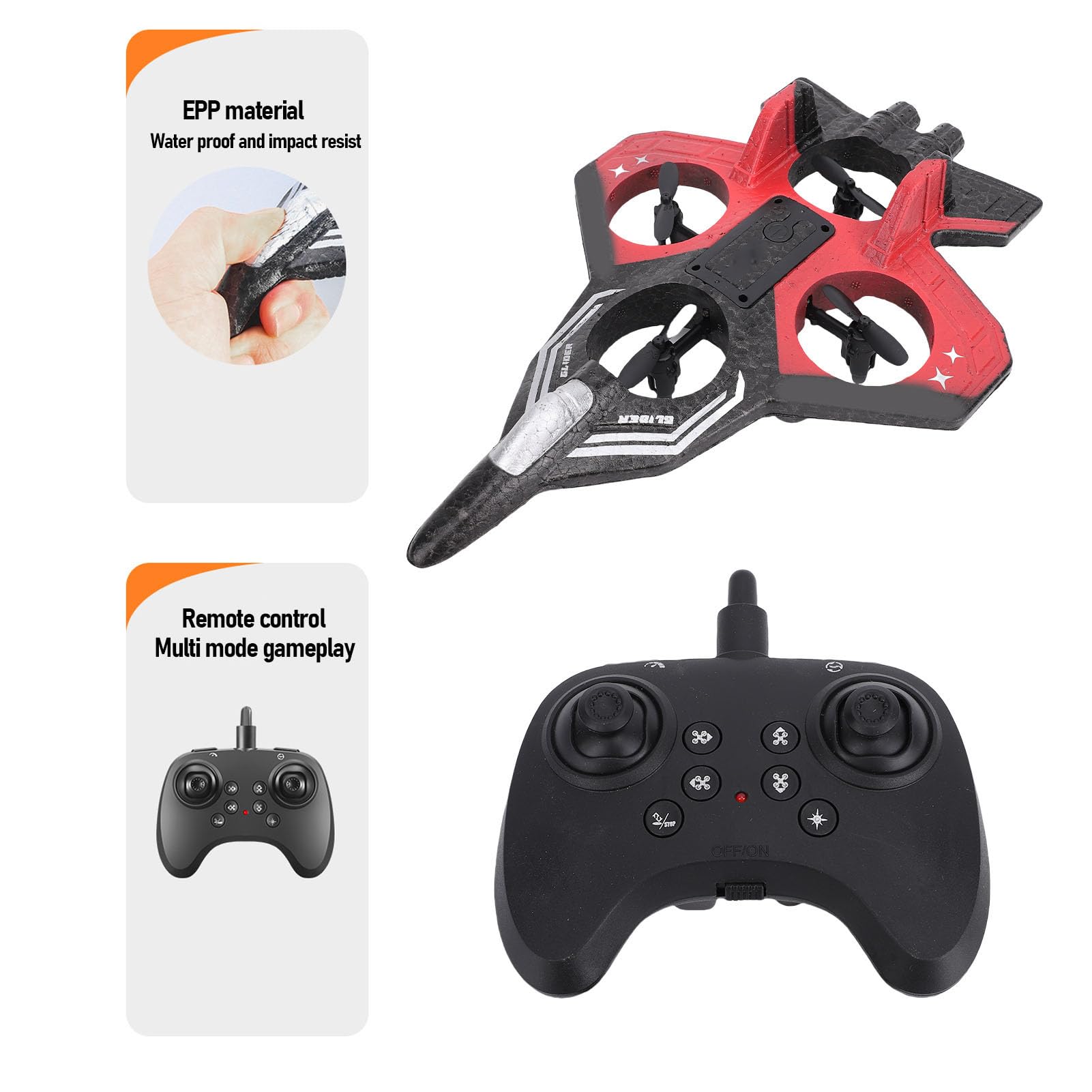 RC Slider, 2,4 GHz Zdalne Sterowanie Airpalne, 4 Ciągu Silnika | 3 Prędkości | 360 ° Kasketowe Samolotowe Samolotowe Zabawki światłami (Pojedyncza bateria)
