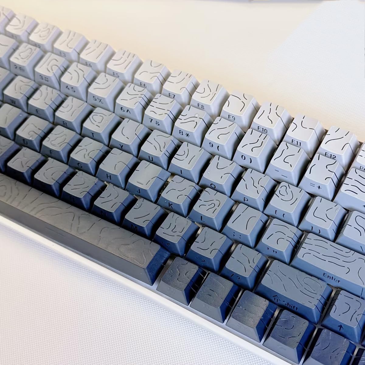 Juego de 134 teclas PBT de doble disparo Cherry Profile Shine Through Topographic Keycaps para teclado mecánico Cherry Mx 61/64/87/104/108